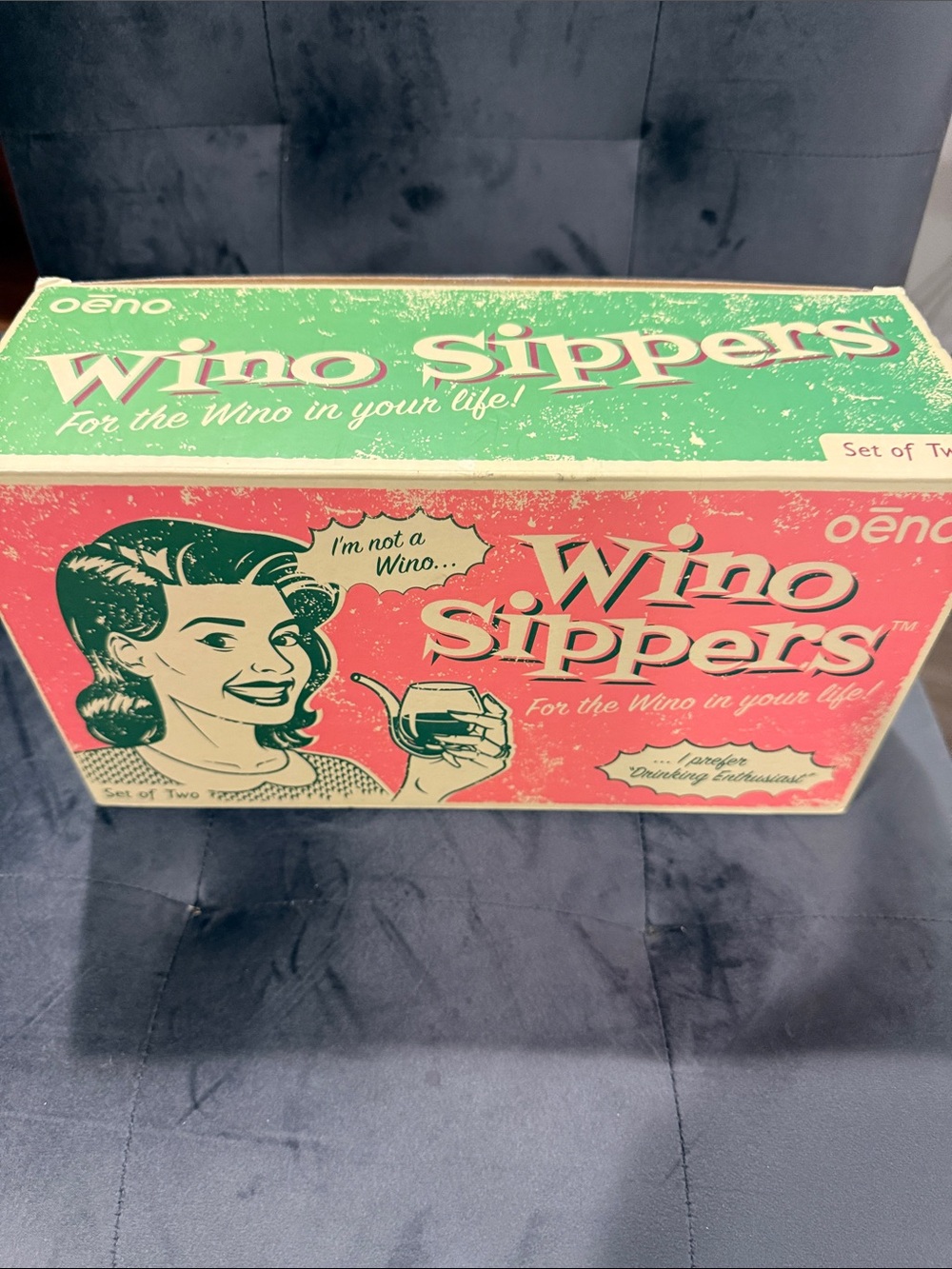 Wino Sippers Set - Retro Pink and Green Gift Box